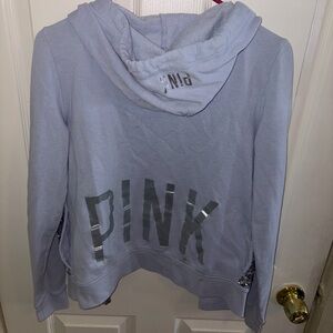Victoria's Secret Light Blue Hoodie with Silver Logo
